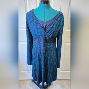 TEK GEAR Blue And Black Fit Flare Dress Built-in Bra M